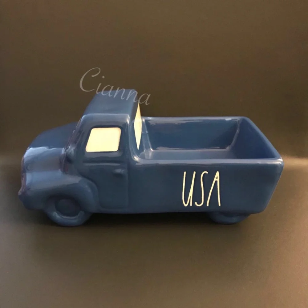 Rae Dunn Ceramic Blue USA Truck